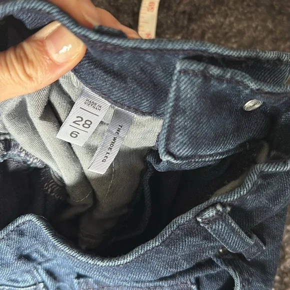 Unpicked Hem High Rise Wide Leg Jeans in Rinse Overdye Wash - Picture 6 of 6